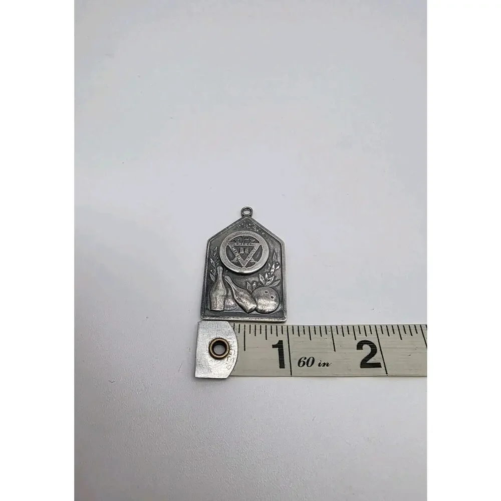 Vintage Sterling Silver 925 Bowling Medal Pendent